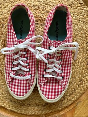 Seavees Monterey sneaker Americana red gingham, check plaid lace up sneaker 6.5